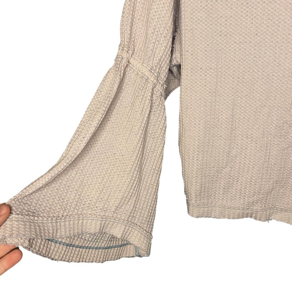Free People We the Free Dahlia Flare Sleeve Waffle Knit Thermal Lavender S - Picture 3 of 10